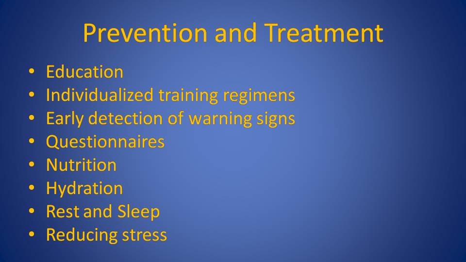 Prevention and treatment of overtraining syndrome.